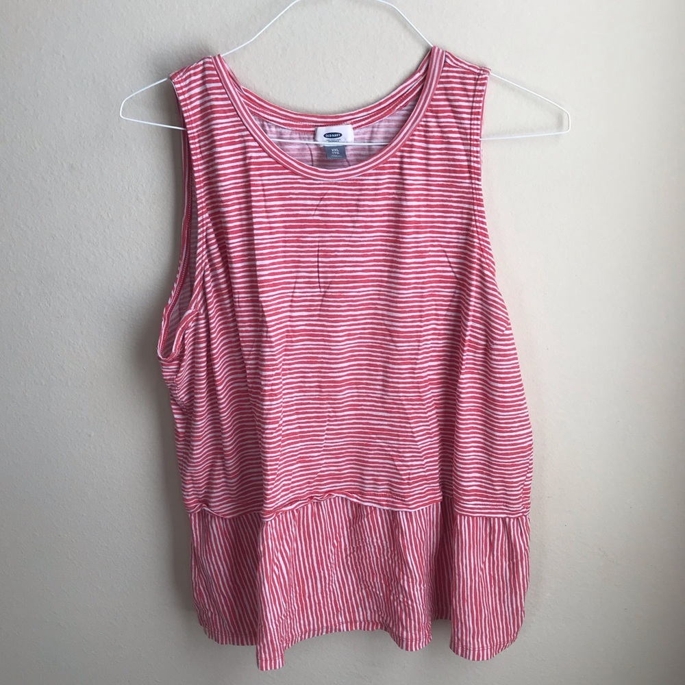 Old Navy | Peplum Red and White Stripe Tank Top